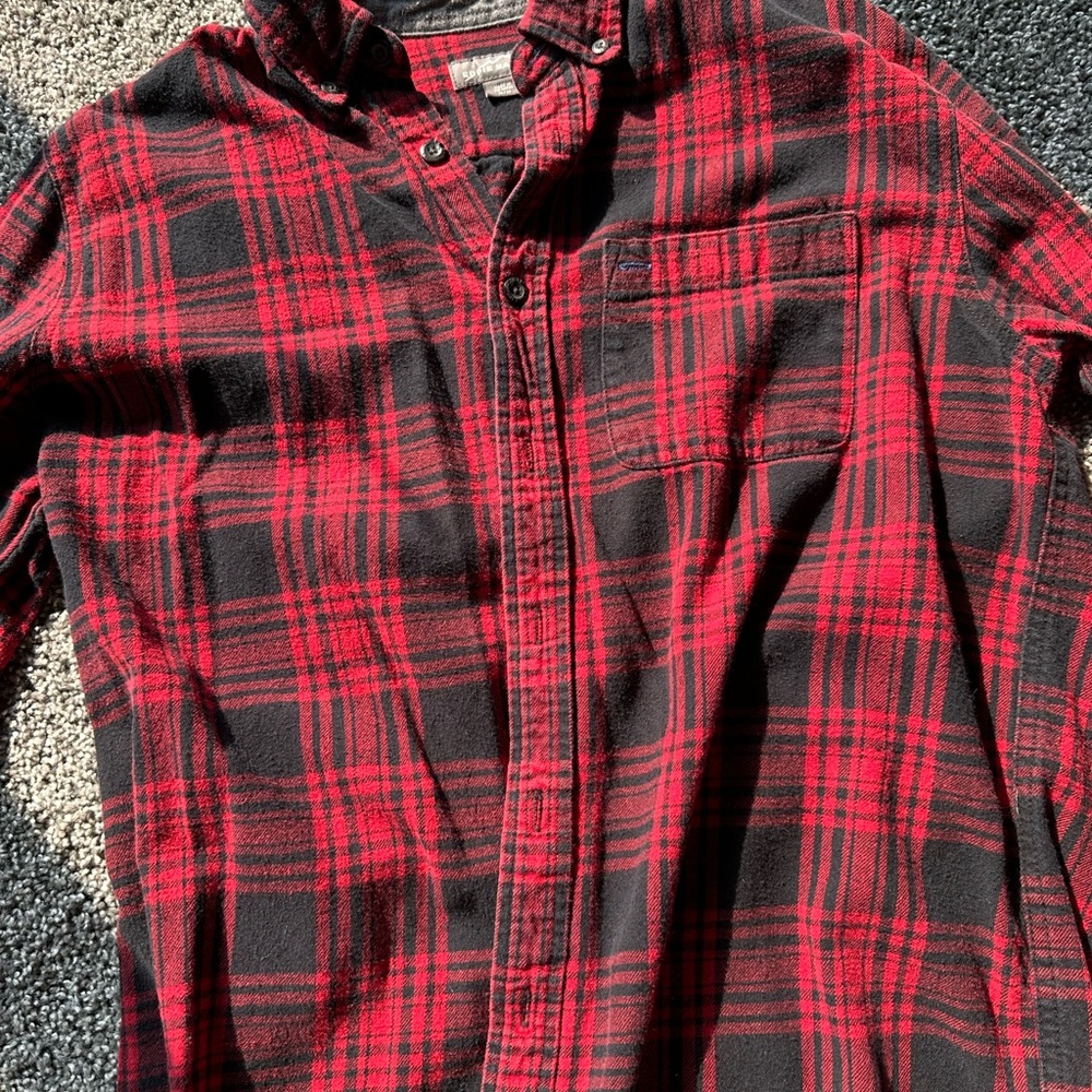 Eddie Bauer Red and Black Casual Button Down Shirt